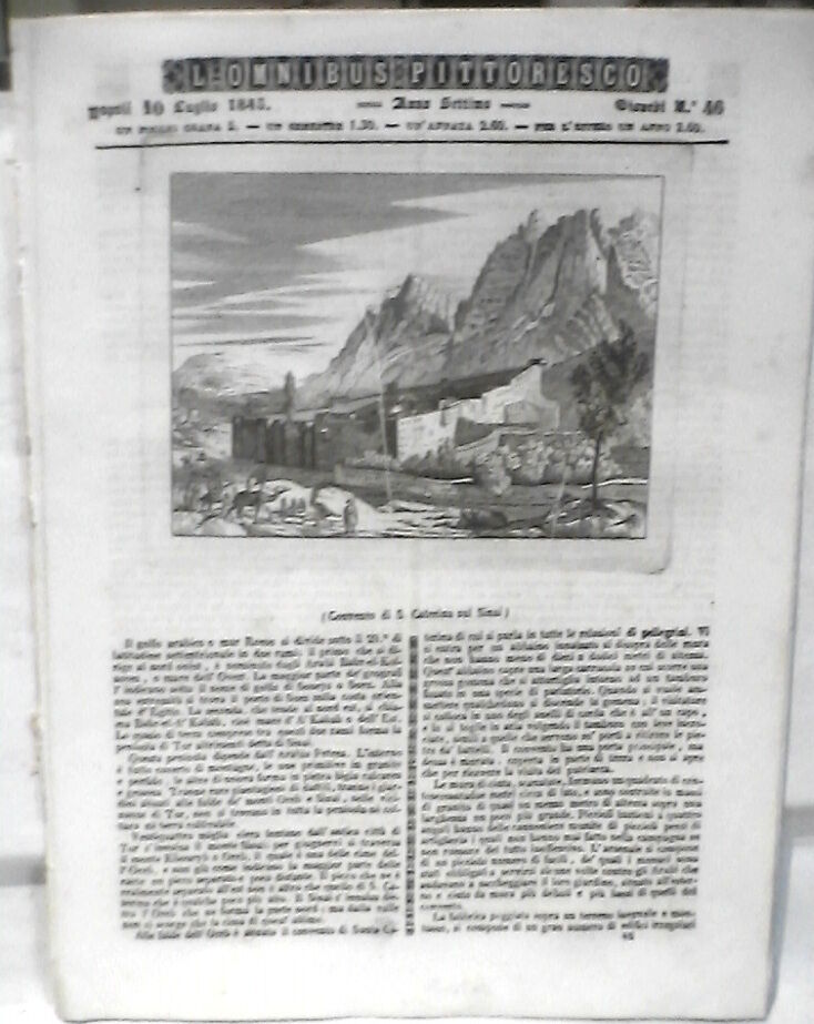 ANTICA STAMPA INCISIONE 1844 Convento Di Santa Caterina Sul Sinai Ferr ANTICA STAMPA INCISIONE 1844 Convento Di Santa Caterina Sul Sinai Ferr